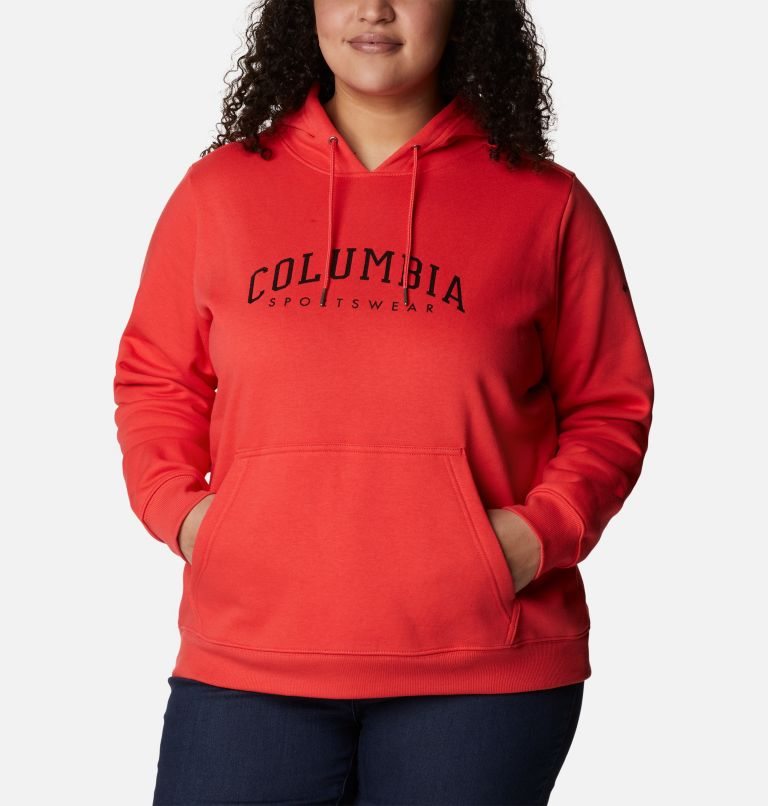 Women's Columbia Logo Hoodie Red | Plus Size CA-N38C4